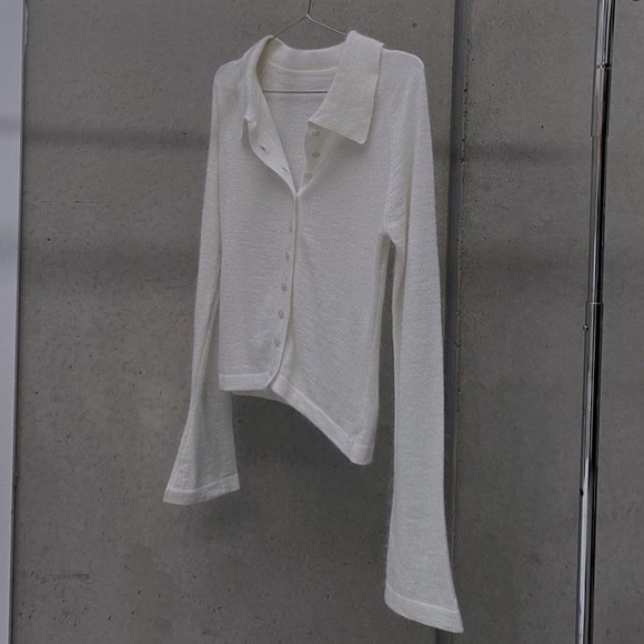 Fine Knit Cardigan White – Style Addict - Picture 2 of 3